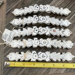 White Ornate Drawer Pulls Set of 5